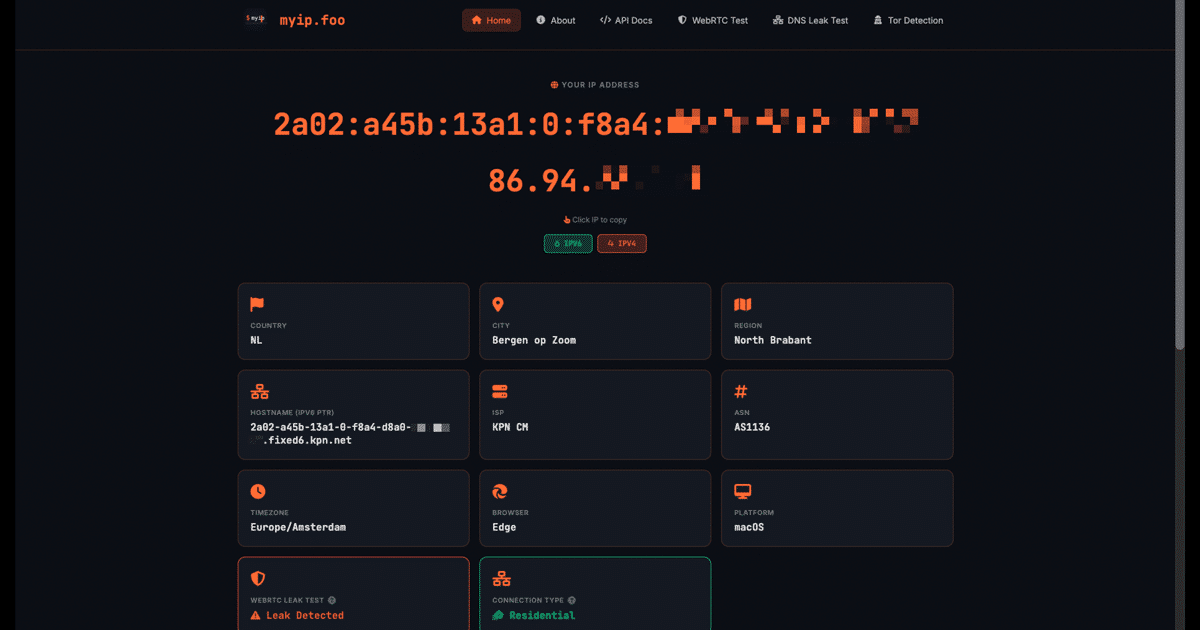 MyIP.foo interface screenshot